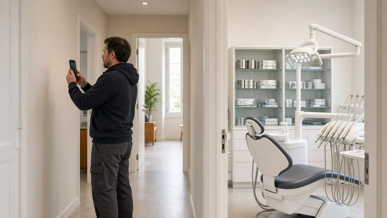 Salle d'attente d'un cabinet de soins à équiper d'un plan d'évacuation NF X 08-070