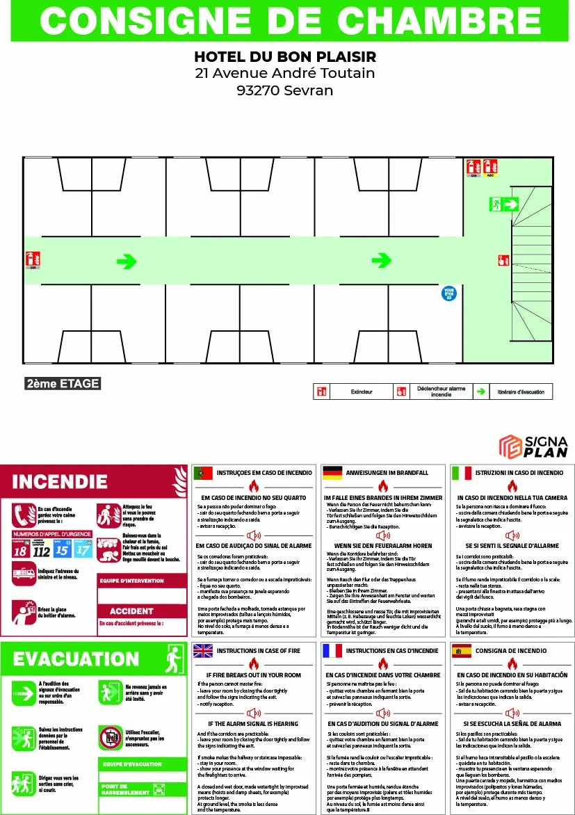 Support d'affichage de consignes en établissement