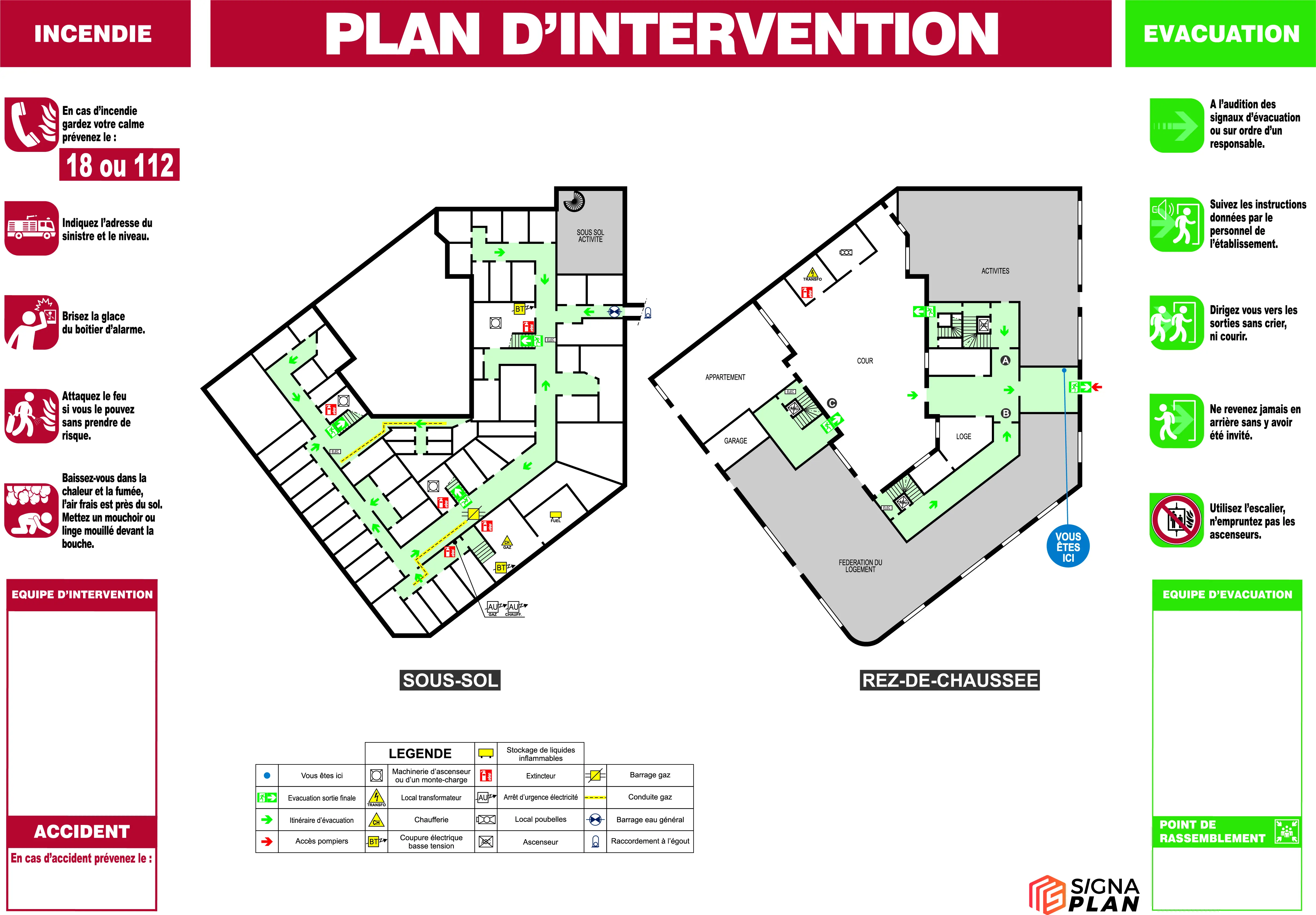 Plan de masse et accès secours NF X 08-070