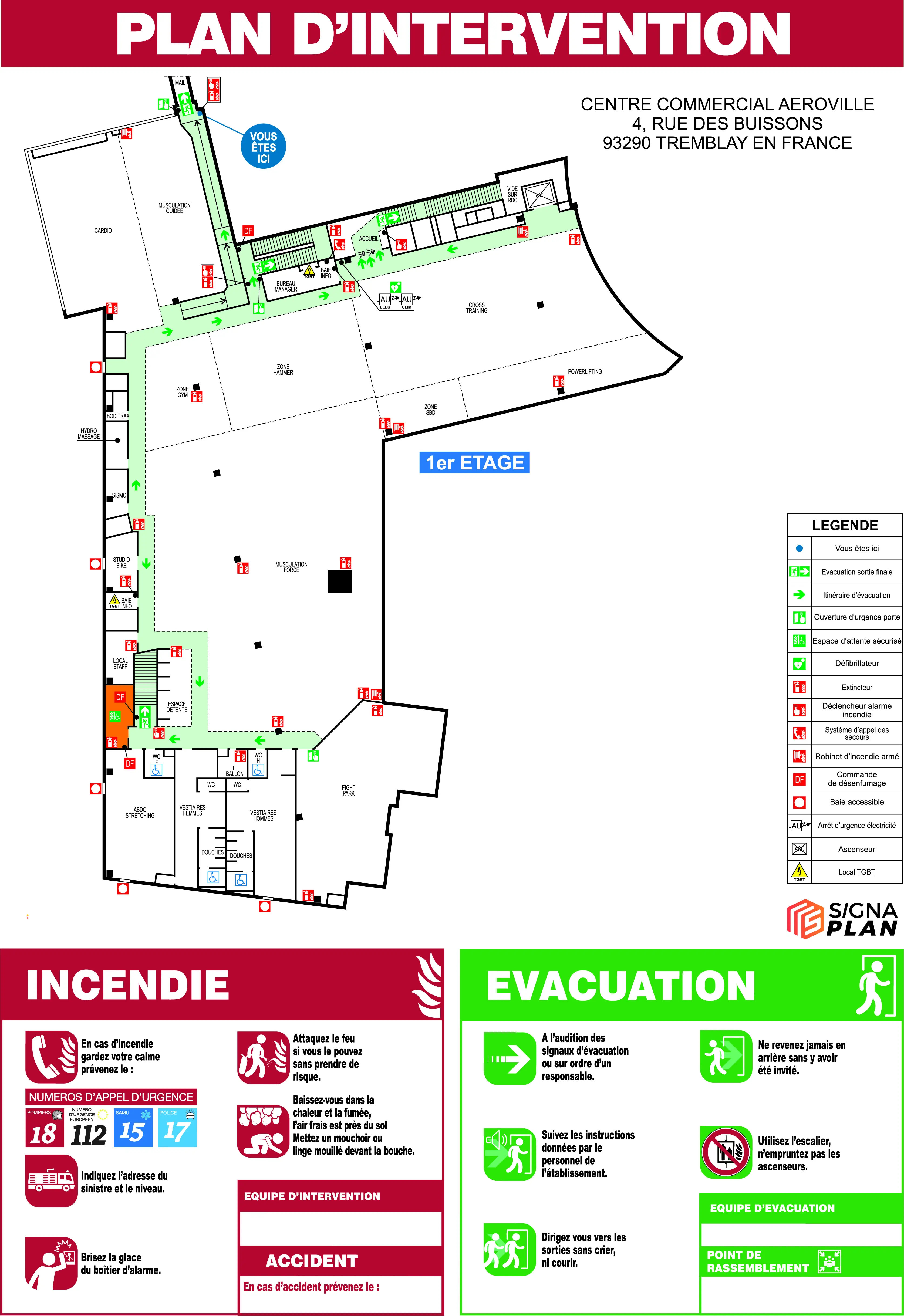 Plan d'intervention détaillé, distinct du plan d'évacuation